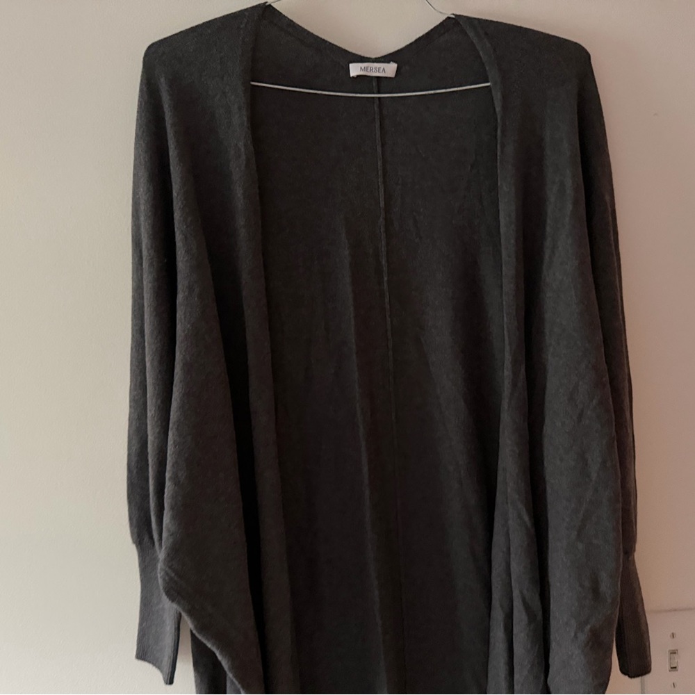Mersea Chelsea Kimono on Inkwell Charcoal Grey One Size Open Front Cardigan - Picture 3 of 15